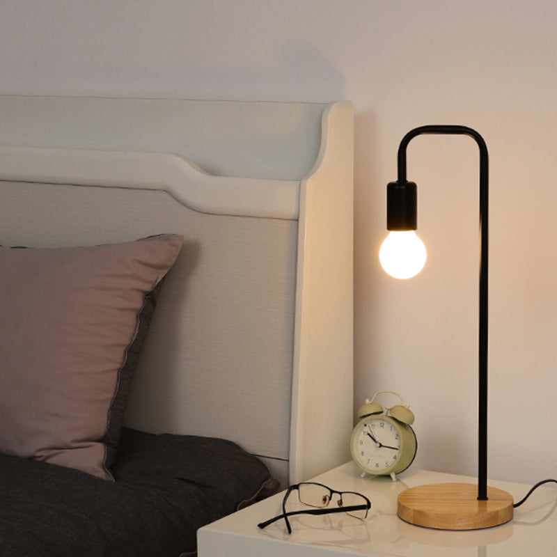 E27 Nightstand Lamps Table Lamp with Wooden Base Vintage Bedside Light for Living Room Office Bedroom
