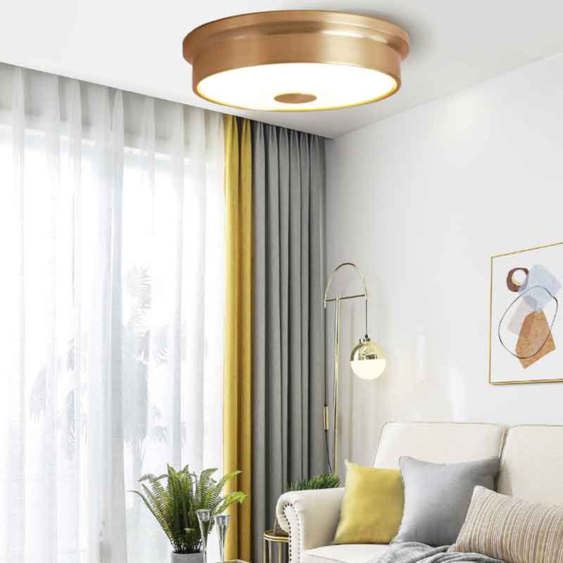 Round All Copper Ceiling Lights Luxury Foyer Bedroom Dining Room LED Ceiling Mounted Lamp