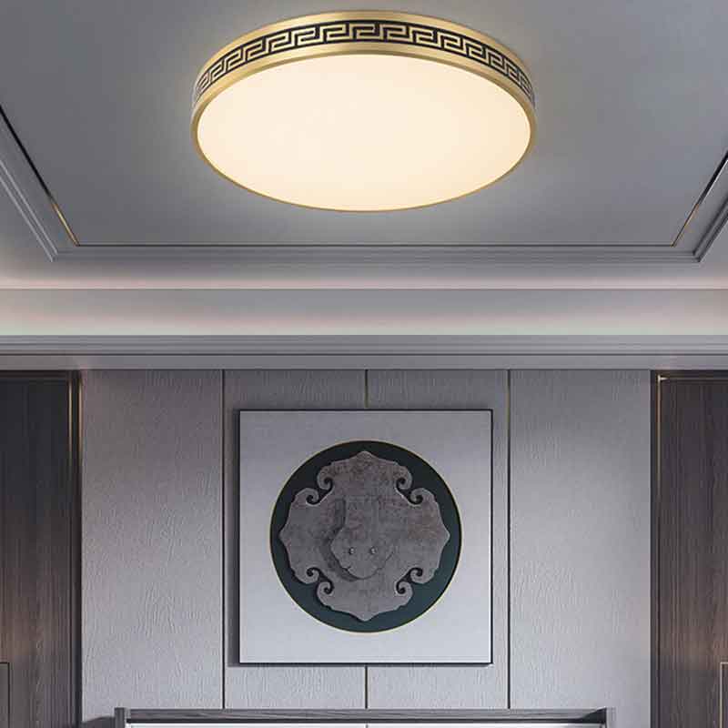 Personalized creative patterns Round Brass LED Ceiling Light with Remote Control Dimmable