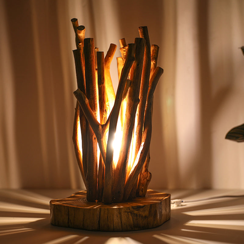 Creative Tree Branch Solid Wood Desk Lamp Chinese Retro Handmade Hotel Bedside Lamp