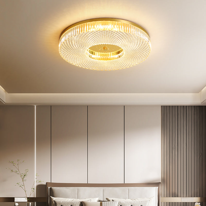 Modern Luxury Dia.19" Round Brass Recessed LED Ceiling Lamp for Bedroom Living Room