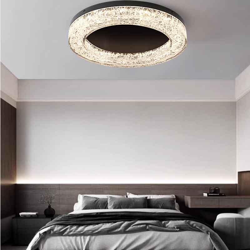 Luxury 23" Round Brass Flush Mount LED Ceiling Light with Remote Control Dimmable