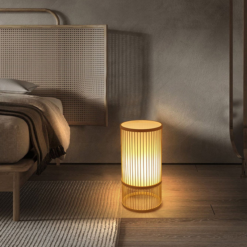 Chinese Bamboo Art Desk Lamp Small Night Light Bedroom Bedside Lamp Tatami Creative Desk Lamp