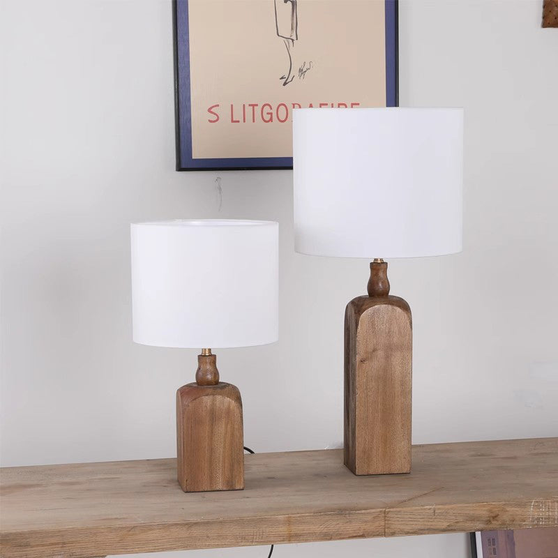 American Retro Bedside Wood Desk Lamp Bedroom Living Room Dressing Table Book Cloth Table Lamp