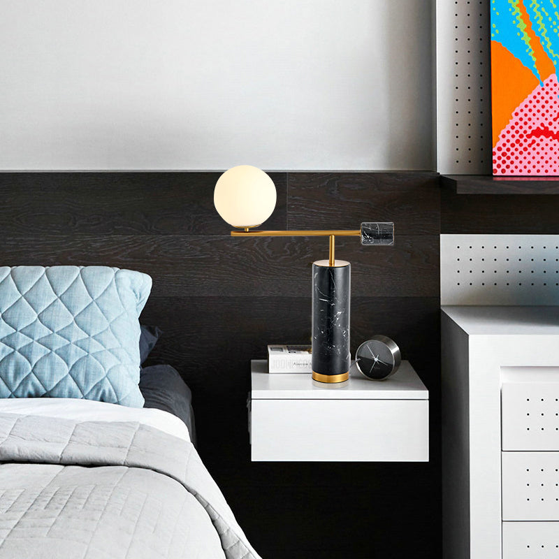 Modern Style Marble Table Lamp and Glass Lampshade Designer Model Room Lighting Home Desk Lamp