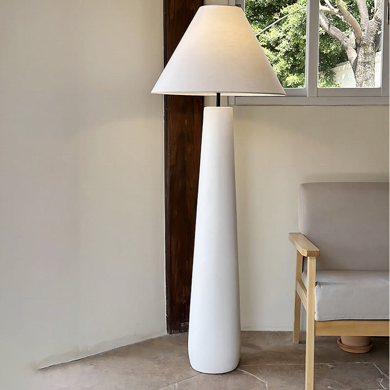 Wabi Sabi 58" Column Resin White/Black Floor Lamp With Fabric Lampshade