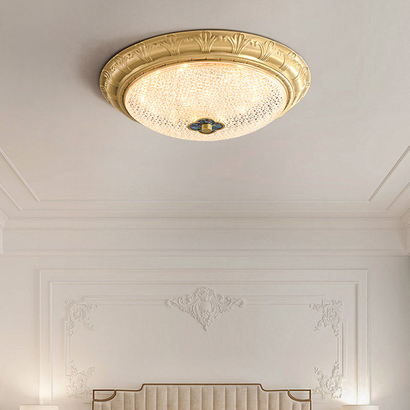 New Arrival Round Luxury Brass Flush LED Ceiling Light With for Bedroom Living Room