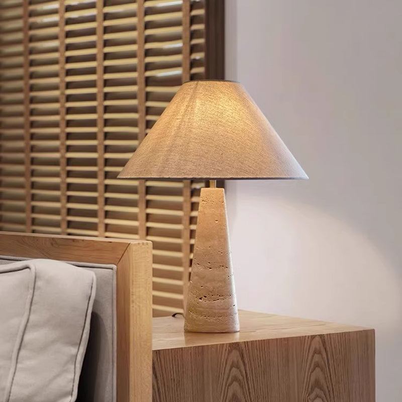 Japanese Wabi-sabi Cream Style Yellow Cave Stone Table Lamp LED E27 Retro Marble Desk Lights Living Room