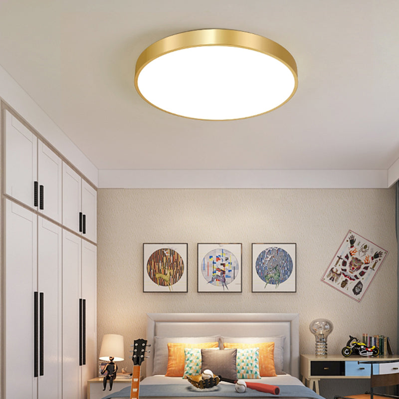 Modern Dia.20" Round Brass Flush Mount Ceiling Light Warm White AC220V Input Room Use