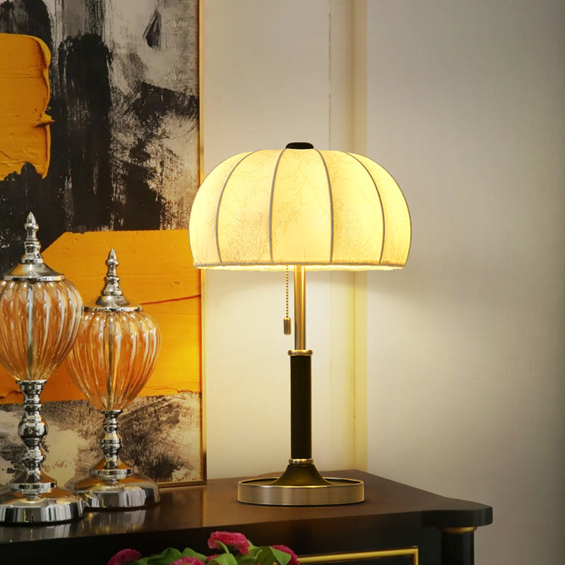 Western Vintage Fabric White Wax Wood Solid Wood Table Lamp American New Bedroom Atmosphere Light