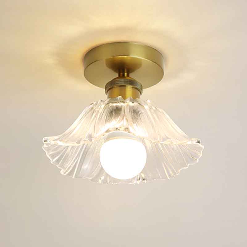 American Style Creative Flower Brass LED Ceiling Light Warm White Light 3000K 220V Input