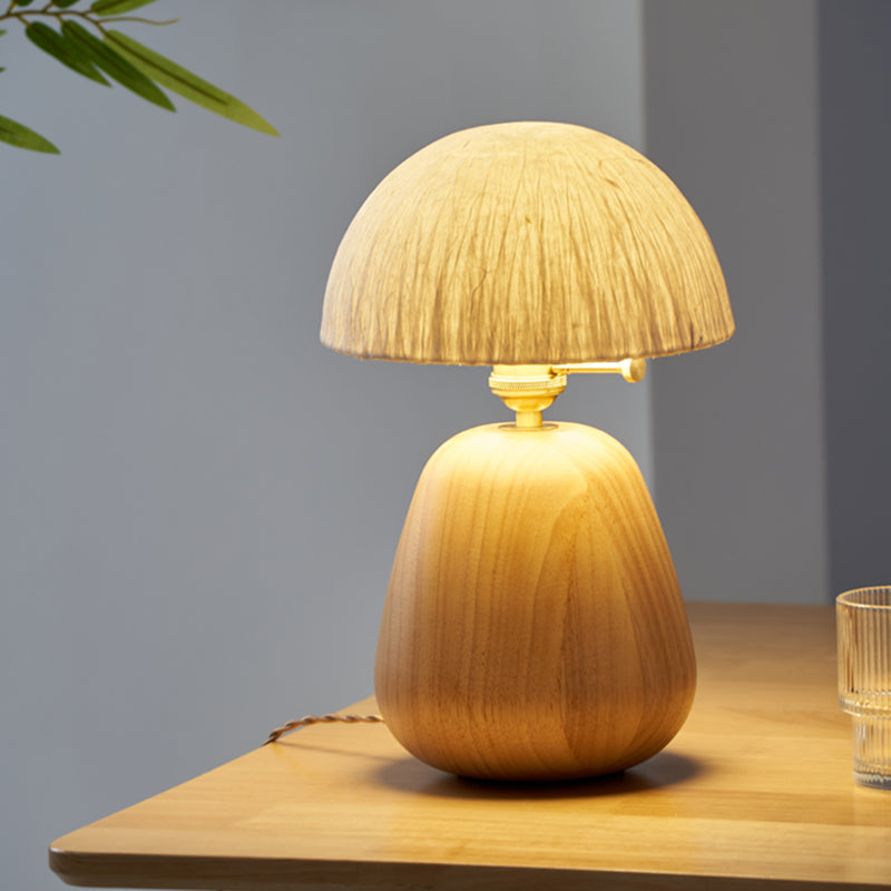 Creative Solid Wood Mushroom Table Lamp Light Atmosphere Light Decoration Rice paper Lampshade Desk Lamp