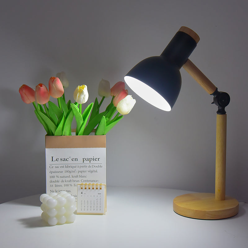 Wooden Iron LED Desk Lamp for Dorm Eye Protection Reading Table Lamp for Study Home Office Room Decor Bedside Night Light