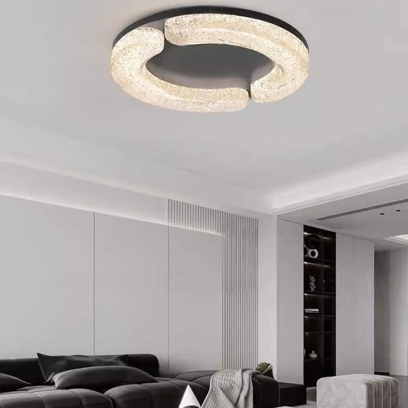 Light Luxury Round Resin Ceiling Lamp with Stainless Steel Body for Bedroom Living Room