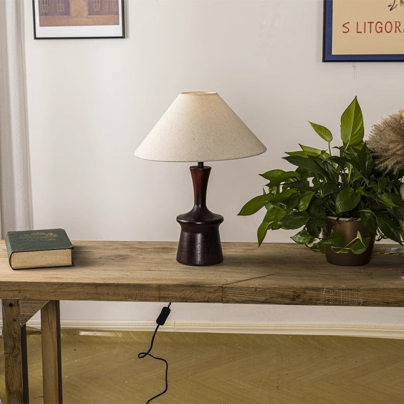 LED Wood Table Lamps Simple Chinese Style Decoration Lamp Night Light Fabric Lampshade Bedroom Bedside Lighting