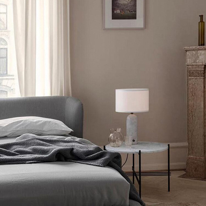 Modern Simple Marble Table Lamp With Beige Fabric Lampshade