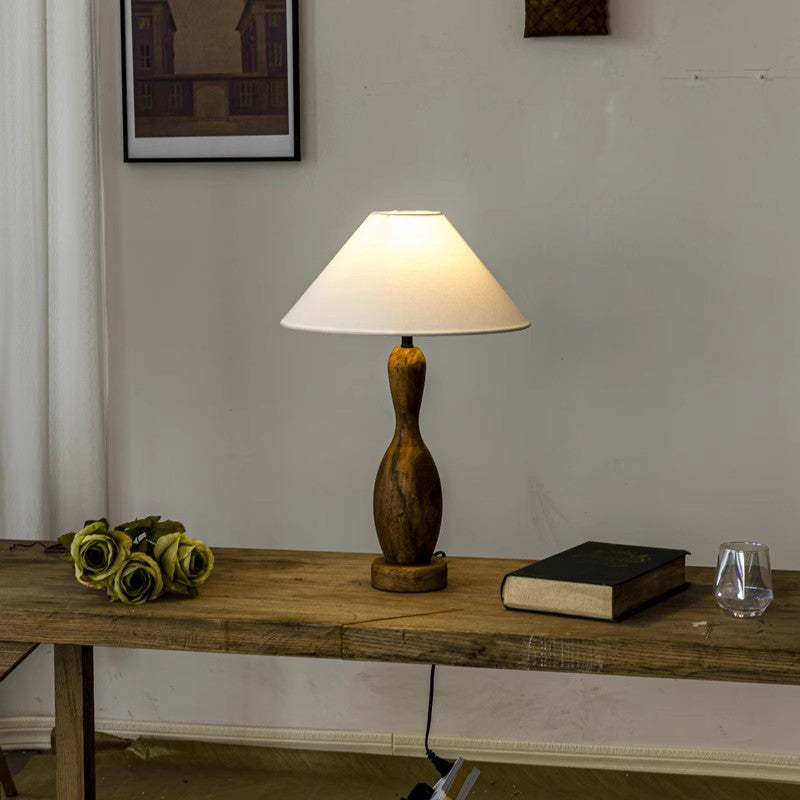 Nordic Wooden Decorative LED Table Lamp Bedroom Bedside Desk Lamp Linen Lamp Shade