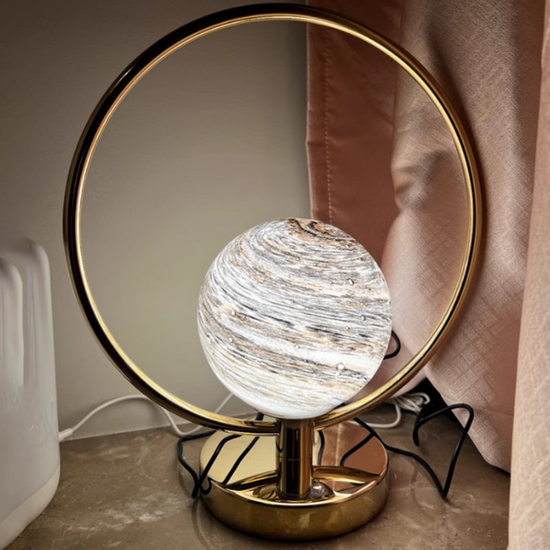 Modern Handmade Glass Universe Table Lamp With Electroplate Metal Base ﻿