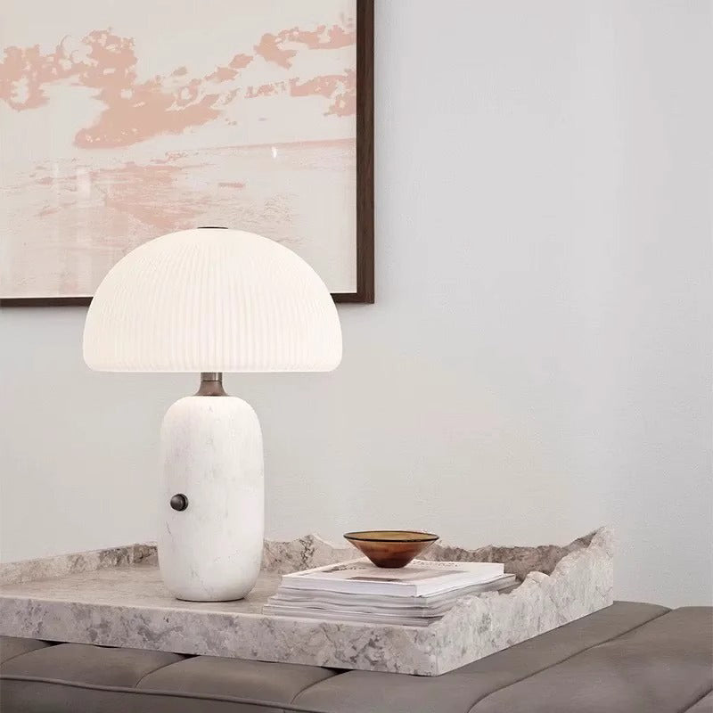 Modern Luxury Mushroom Marble Table Lamp With Glass Lampshade