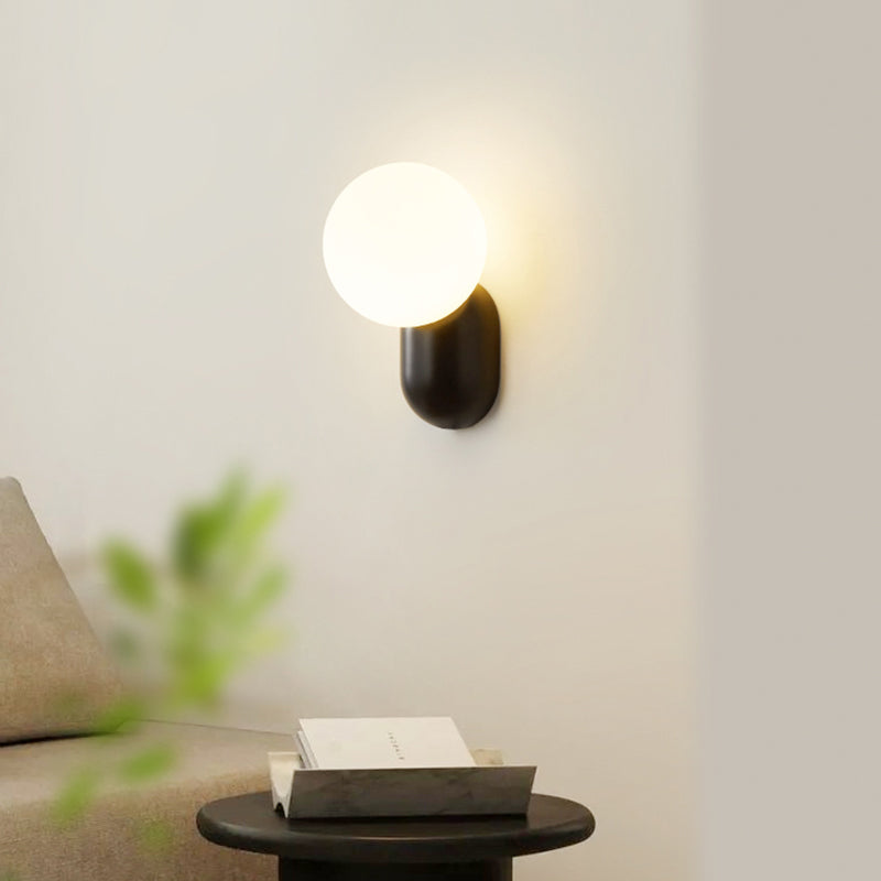 Simple White Glass Wall Lamp With Resin Body Wall Light for Bedroom Living Room Aisle Secene Lamp