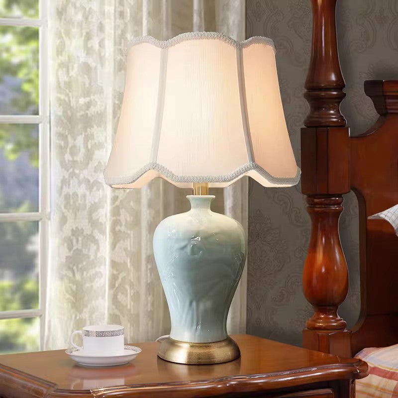 Chinese Table Lamps Retro Ceramic Pot Desk Light Home Living Room Hotel Club Ornament Decor