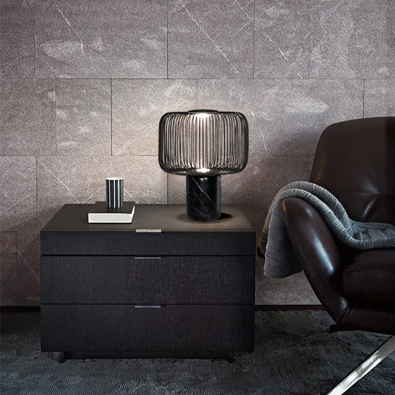 Postmodern Hollow Out Black Marble Table Lamp