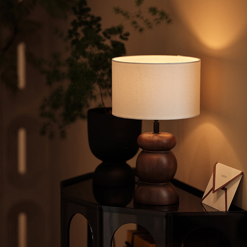 Japanese Retro Fabric Art Wooden Table Lamp LED E27 Designer Solid Wood Desk Lights