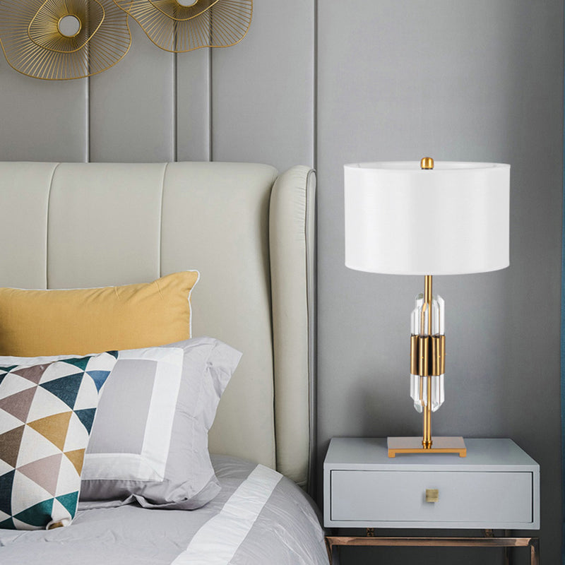 Modern Creative Light Luxury Crystal Tube Table Lamp With Fabric Lampshade