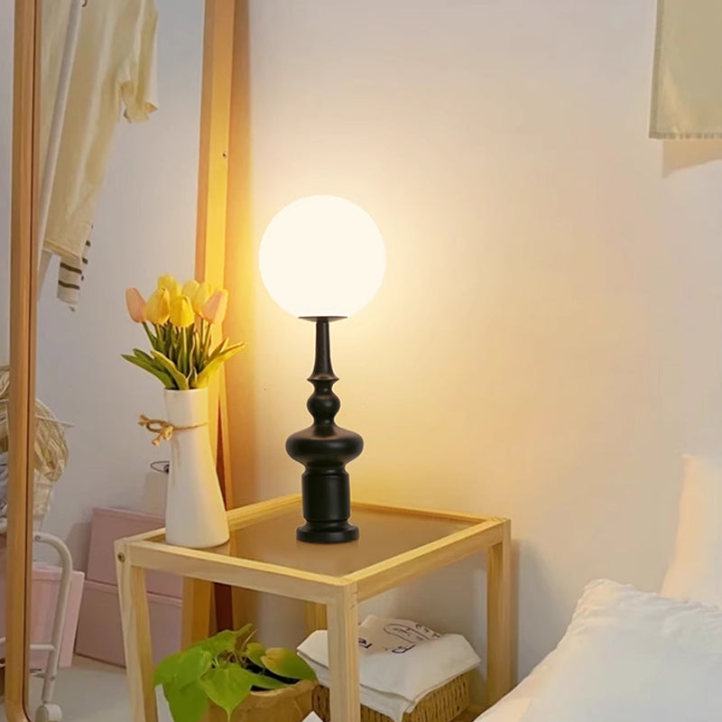 Traditional Black Resin Table Lamp With Acrylic Lampshade