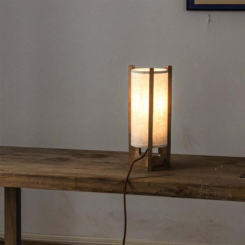 Wooden Desk Lamp Bedside Lamp Night Light Eye Protection Table Light With Cylinder Lamp Shade Home Decor