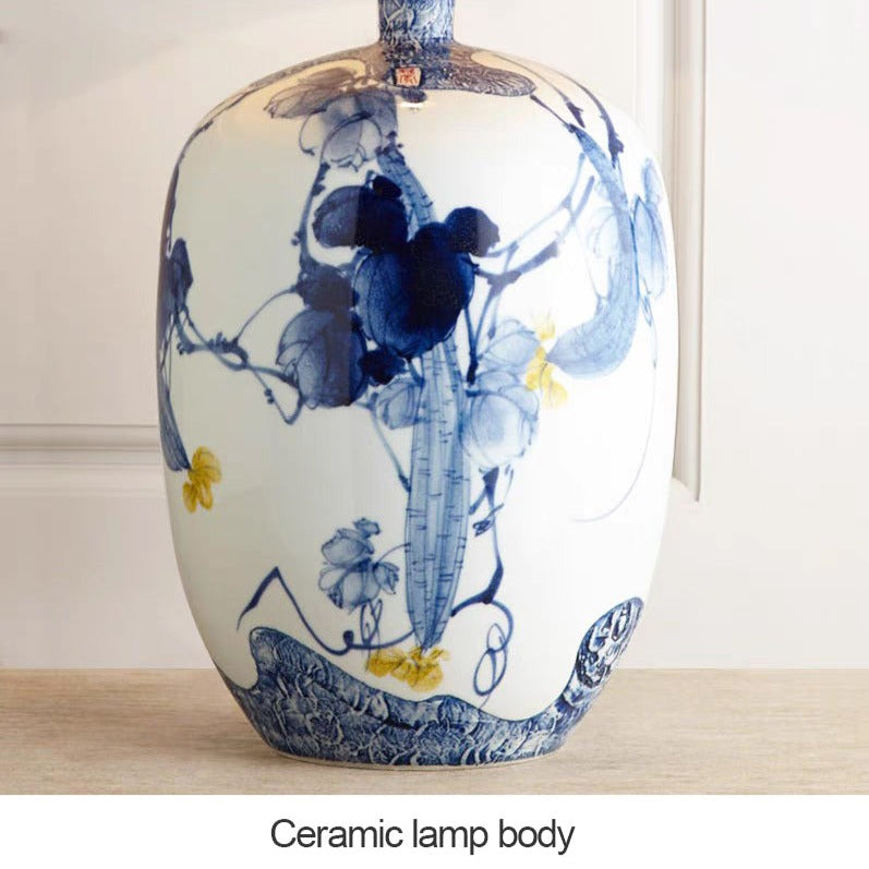 Chinese Style Blue and White Porcelain Ceramic Table Lamp for Bedrooom