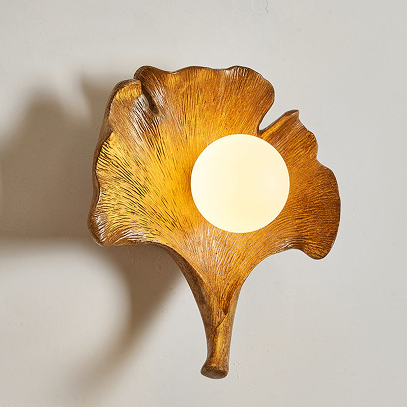 Creative Resin Wall Lamp Ginkgo Biloba Zen Chinese Style Homestay Balcony Corridor Home Retro Lamps