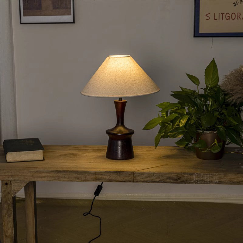 LED Wood Table Lamps Simple Chinese Style Decoration Lamp Night Light Fabric Lampshade Bedroom Bedside Lighting