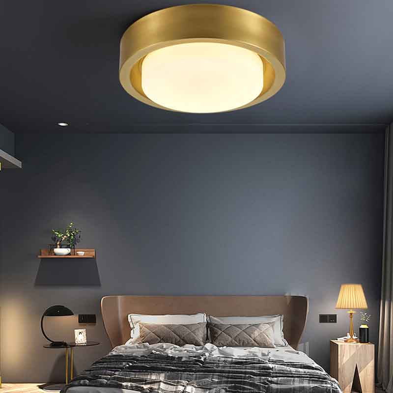 Classical Dia.18" Round Light Luxury Brass LED Ceiling Lamp with Remote Control Dimmable