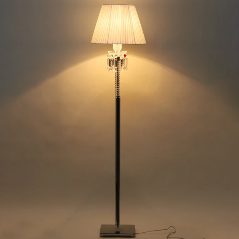 Modern Novelty Column Crystal 59" Floor Lamp With Fabric Lampshade