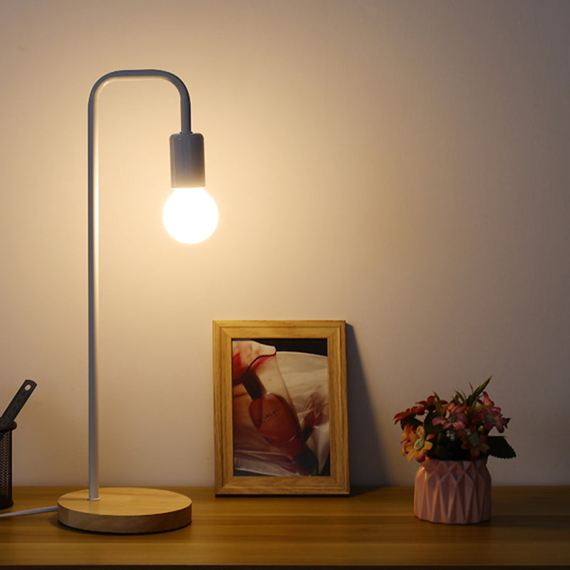 E27 Nightstand Lamps Table Lamp with Wooden Base Vintage Bedside Light for Living Room Office Bedroom