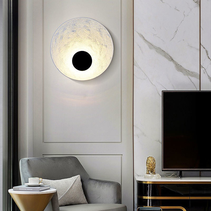 Modern Creative Round Resin Wall Lamps LED Indoor White Black Color Bedside Bedroom Wall Light