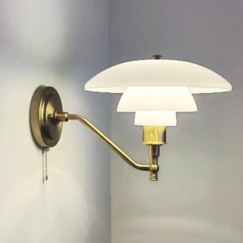 Light Luxury Delicate Metal Wall Lamp With White Glass Lampshade