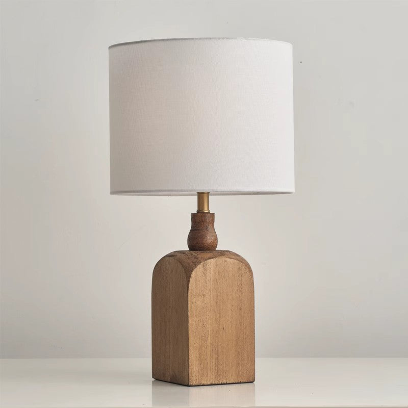 American Retro Bedside Wood Desk Lamp Bedroom Living Room Dressing Table Book Cloth Table Lamp