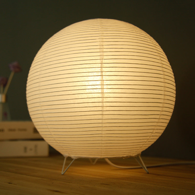 Nordic Simple Paper Lantern Table Lamp Japanese Style Living Room Bedroom LED Lighting