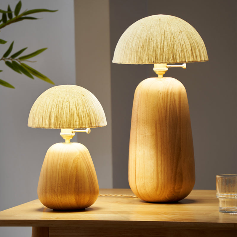 Creative Solid Wood Mushroom Table Lamp Light Atmosphere Light Decoration Rice paper Lampshade Desk Lamp