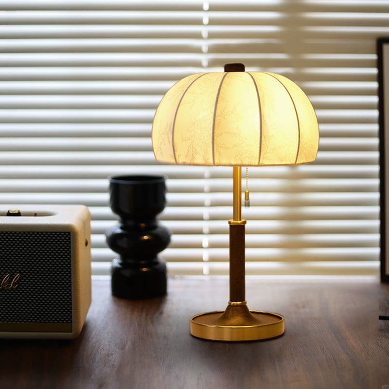 Western Vintage Fabric White Wax Wood Solid Wood Table Lamp American New Bedroom Atmosphere Light