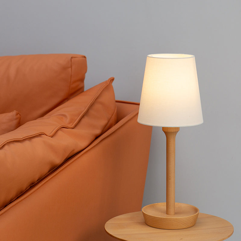 17.5" Height Standard Table Lamp in Wood with Textile Lampshade for Residential Use Trendy Style