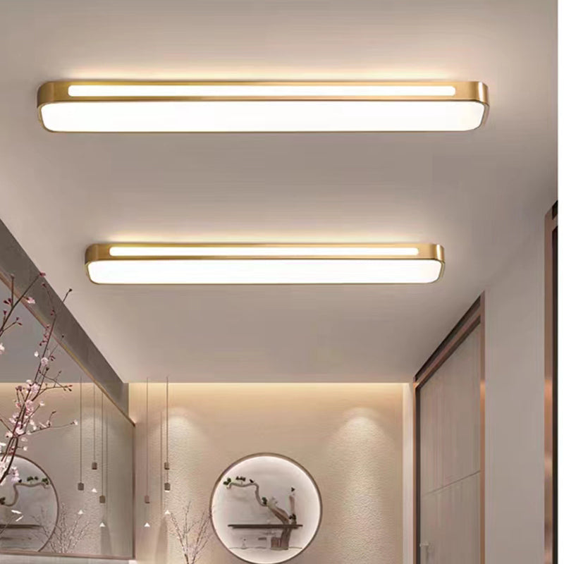 American 39"/23" Long Strip LED Brass Recessed Ceiling Light Sqaure Acrylic Lampshade