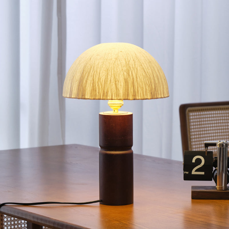 15.5" Modern Solid Wood Desk Lamp Farmhouse Handmade Rice Paper Lampshade Desk Lamp