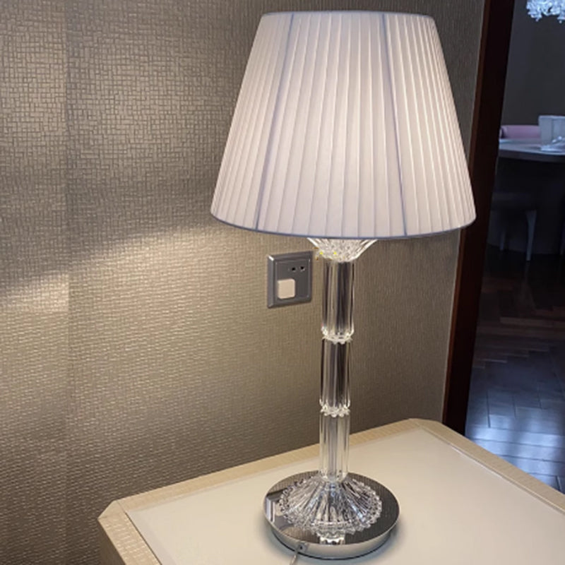 Modern Novelty Luxury K9 Grade Crystal Table Lamp With Fabric Lampshade