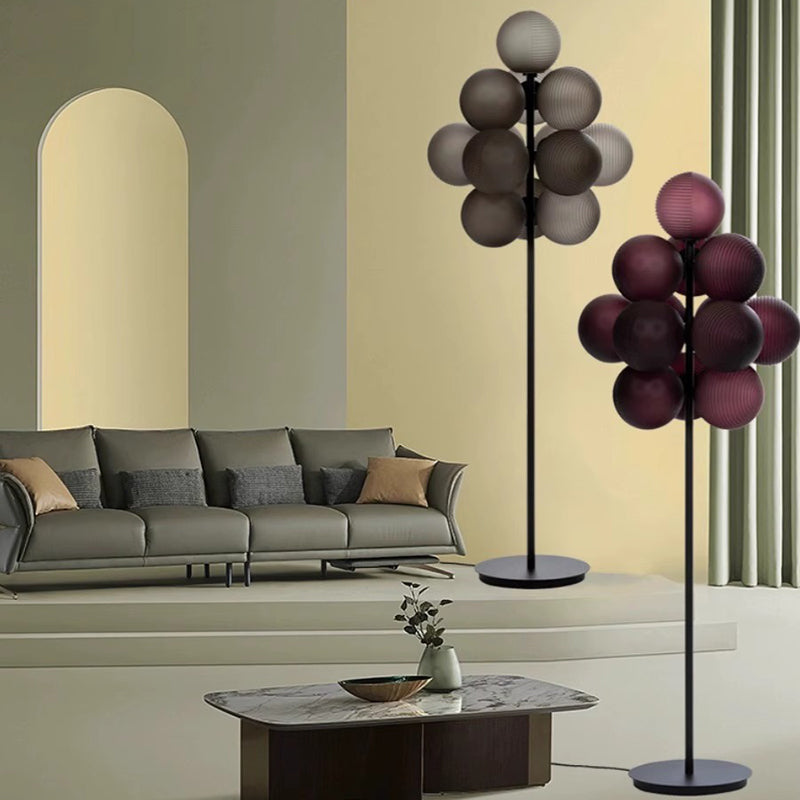 Novelty 63" Purple Grapes Glass Floor Lamp With 13 G9 LED Light Bulb