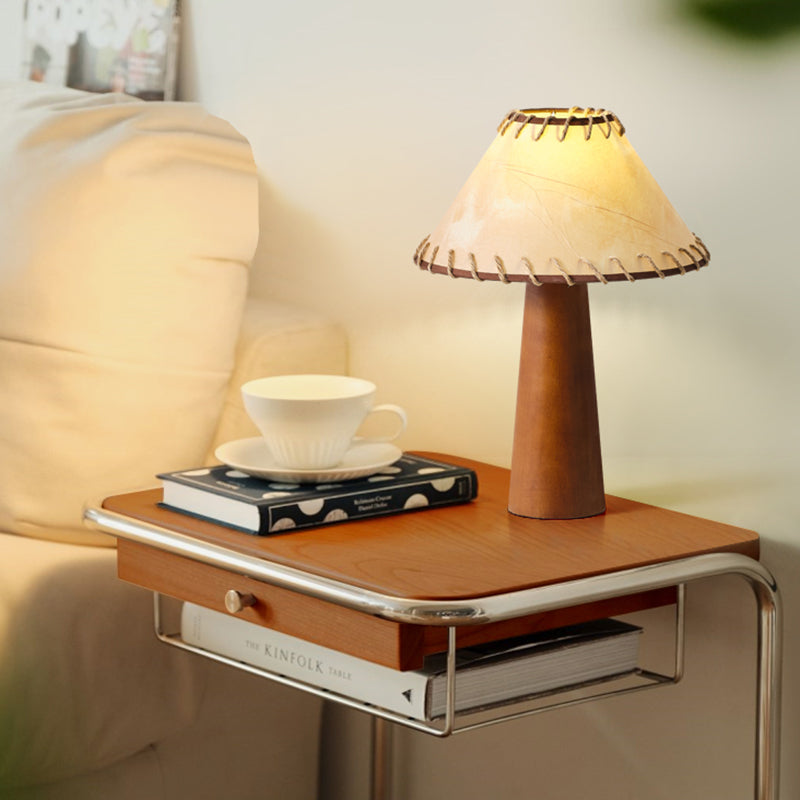 Wabi Sabi Solid Wood Lamp Retro Fabric Desk Lamp Indoor Decor Atmosphere Handmade