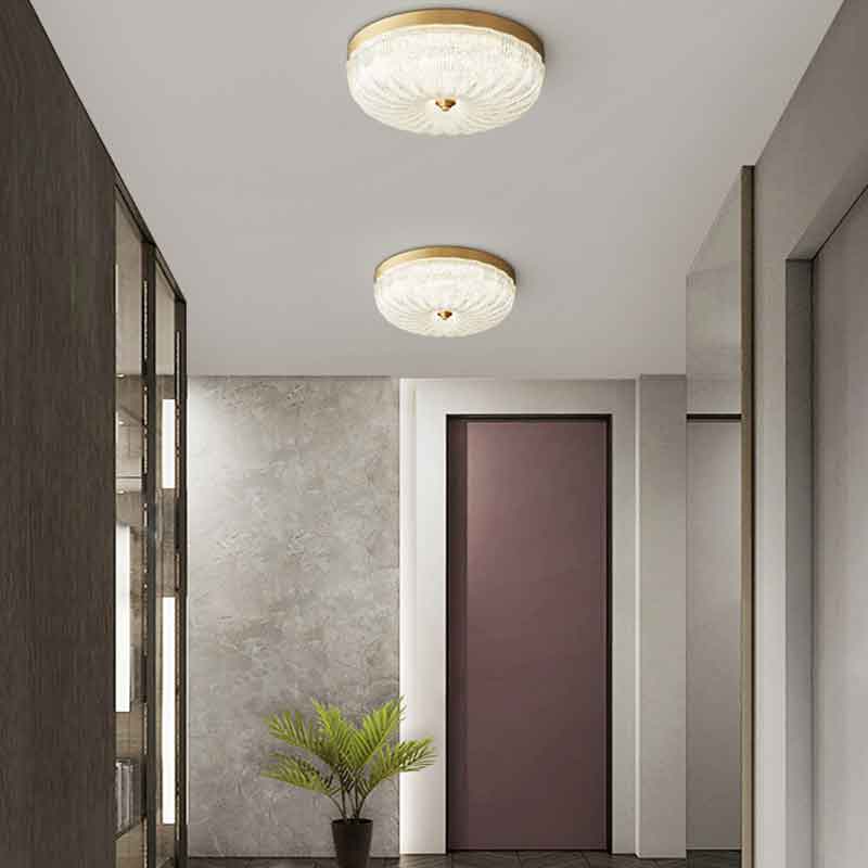 Classic Luxury 19" Dome Brass Flush Mount LED Ceiling Light with Remote Control Dimmable