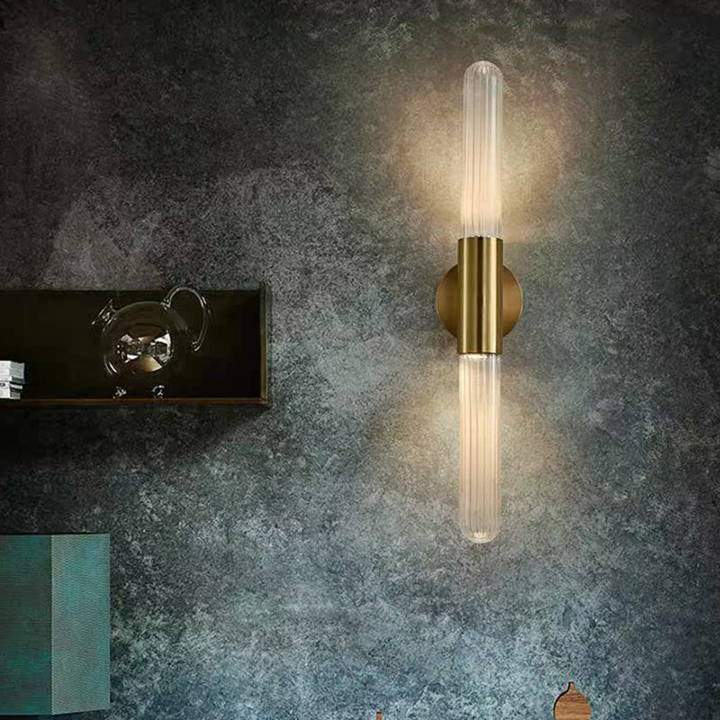 Light Luxury Glass Wall Lamp Gold Color Copper Body and Glass Lampshade Simple LED Lighting Fixtures ﻿